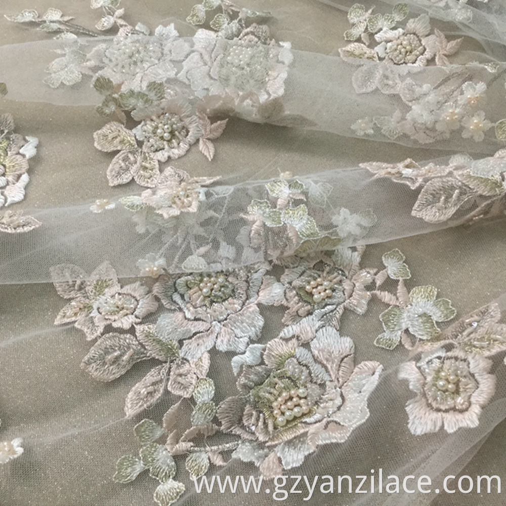 Pearl Beaded Lace Fabric